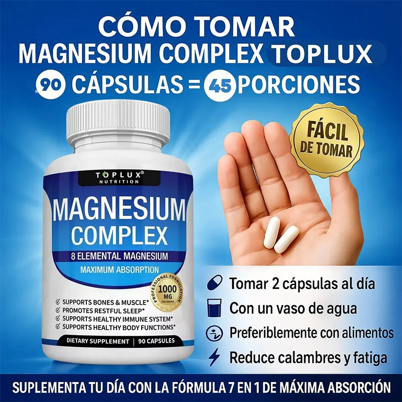 Súper Magnesio Complex 1000 Mg 8 En 1 Descanso Y Relajación Original
